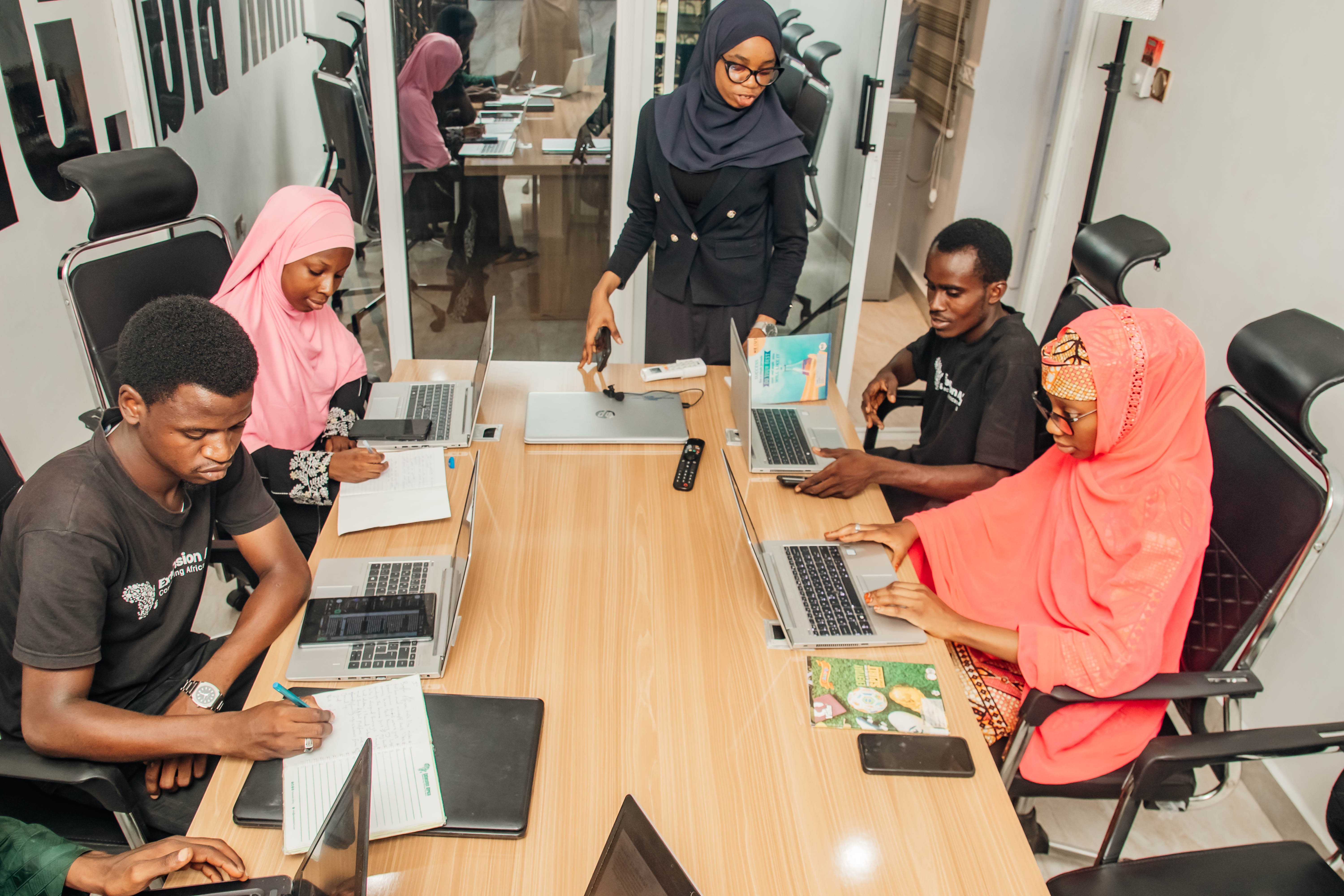 Young students learning agriculture